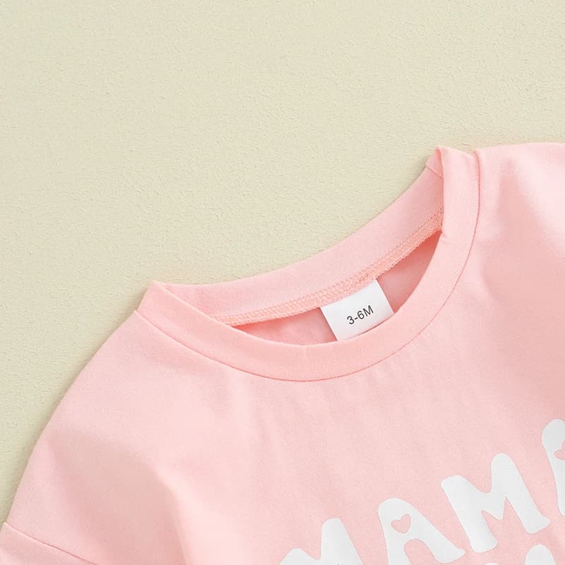 Baby Boy Girl Oversized Bubble Romper Mama is My Bestie Short Sleeve T Shirt Bodysuit Summer  Outfit