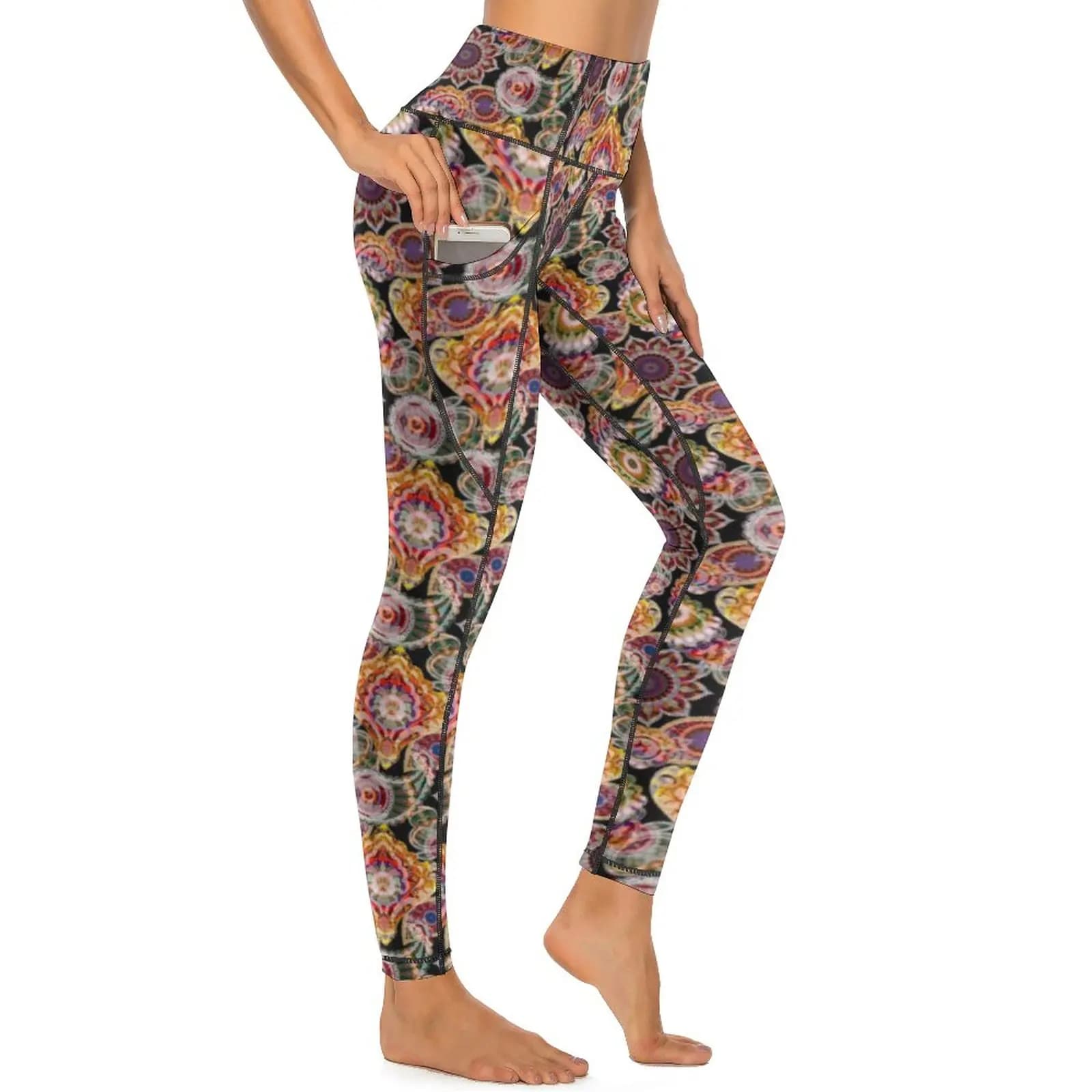 Vintage Mandala Print Quality Yoga Pants Paisley Design Leggings Push Up Running Leggins Lady Fashion Quick-Dry Sport Legging