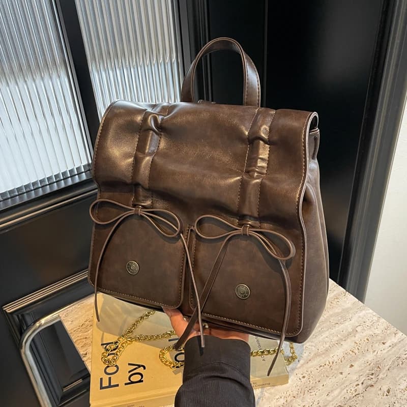 Hot Selling High-quality Drawstring Pleated Chain PU Women's Backpack 2025 New Fashion Trend Buckle Zipper