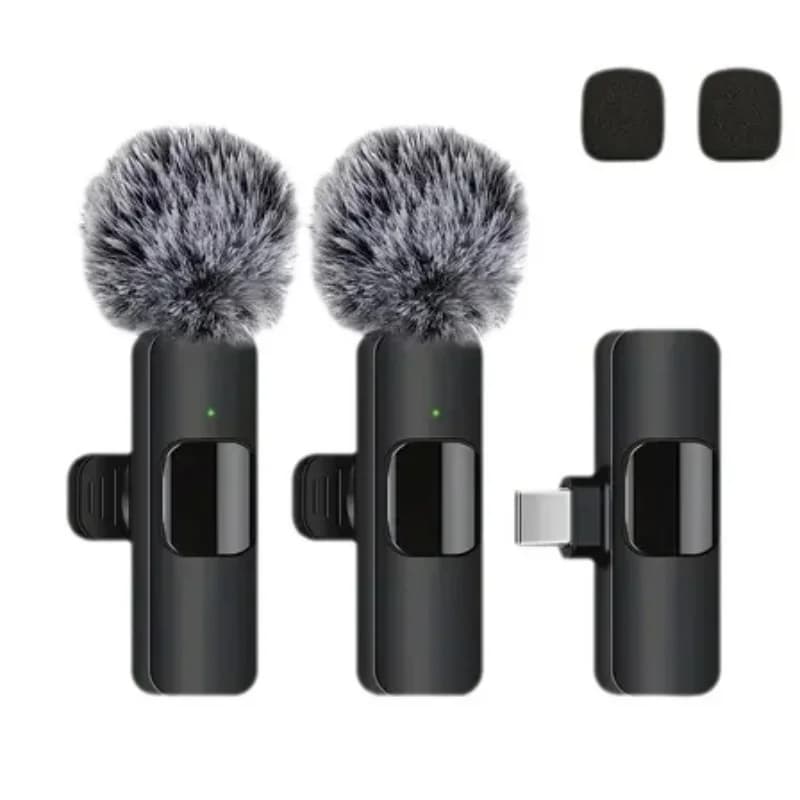 2.4G Wireless Lavalier Microphone  Portable Audio Video Recording Mini Mic for iPhone Android Live Broadcast Gaming Phone