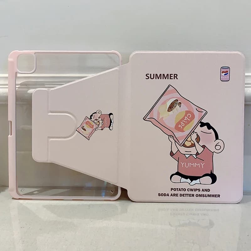 Crayon Shin-chan For IPad 10th Generation Case Cartoon 360° Rotating Case for IPad 7/8/9th 10.2in Pro 10.5in  Air4/5 mini6 Cover