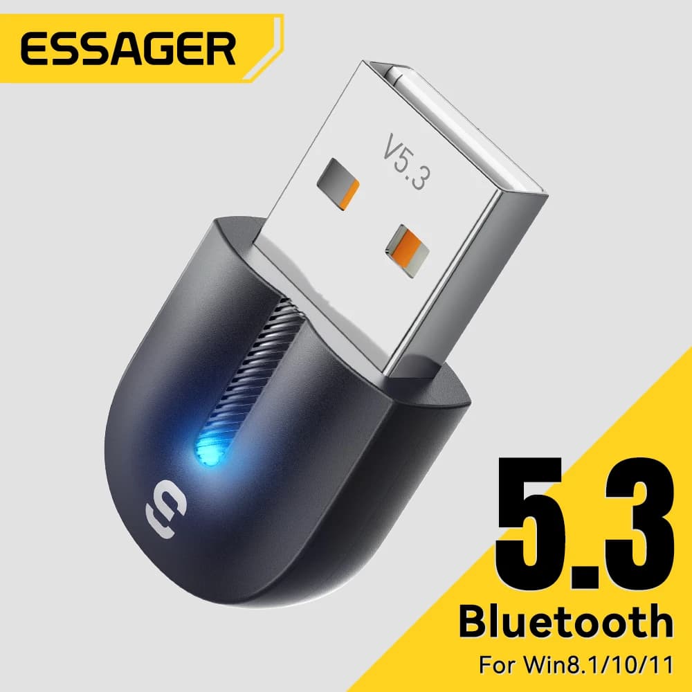 Essager USB Bluetooth Adapter Dongle Bluetooth 5.3 for PC Laptop Speaker Audio Receiver Wireless Mouse Keyboard USB Transmitter