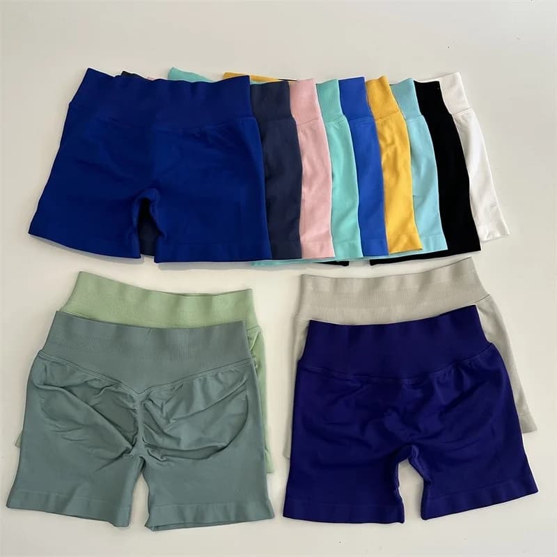 Impact Shorts Low Ribbed Waist Band Yoga Shorts Seamless Scrunch Bum Workout Gym Shorts Booty Hight Stretch Running Shorts