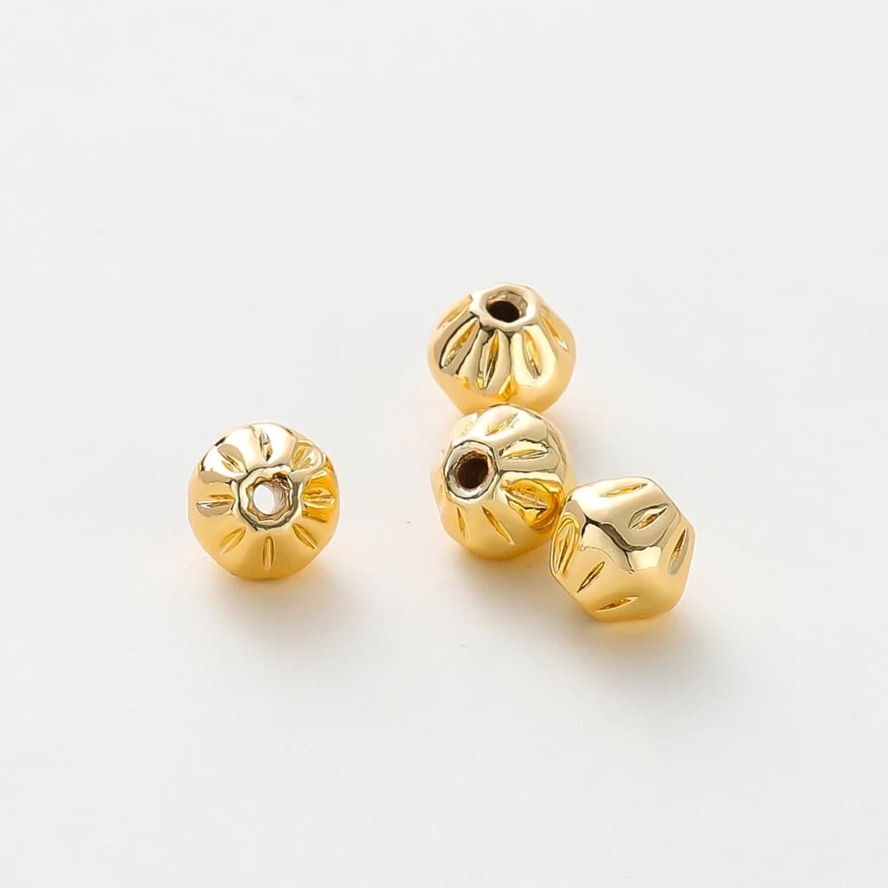 5Pcs/Lot 14K/18K Gold Color Plated Brass Chrysanthemum Beads Spacer Beads for DIY Bracelet Necklace Jewelry Making Accessories