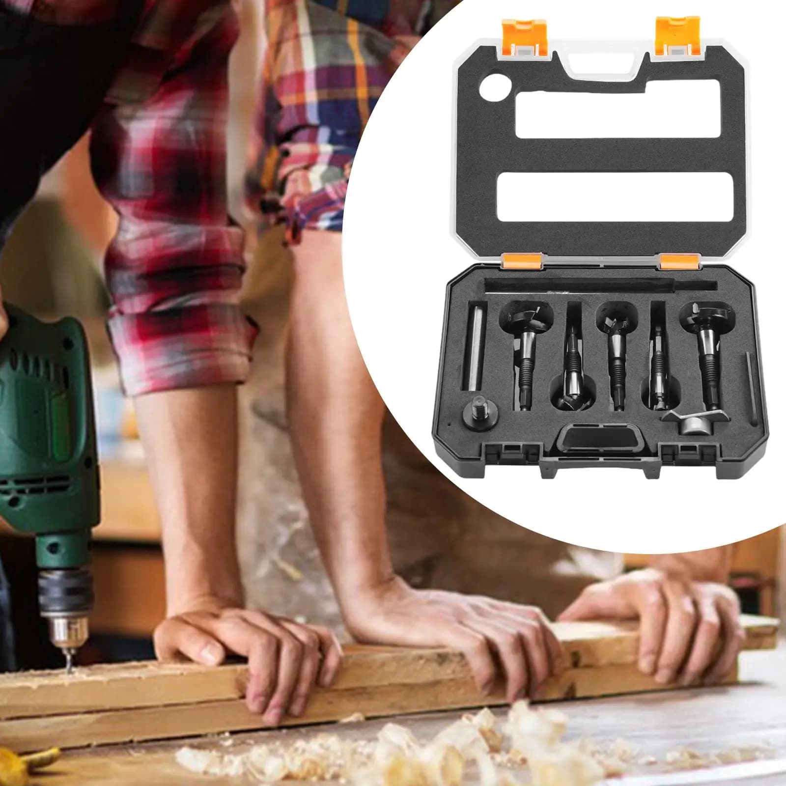 Wooden Hole Opener Set with Storage Box DIY Supplies Multifunctional Saw Auger for Plywood Hard Wood Home Repairing Woodworking