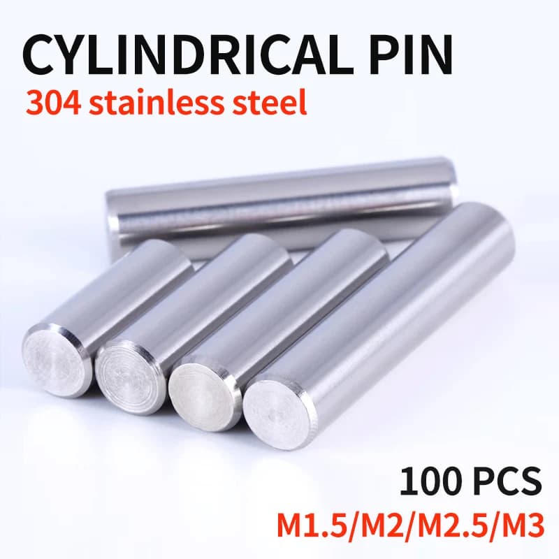 100PCS 304 stainless steel straight pin locating pin fixed pin shaft solid pin matching retaining ring M0.8 M1.0 M1.5 M2 M2.5 M3