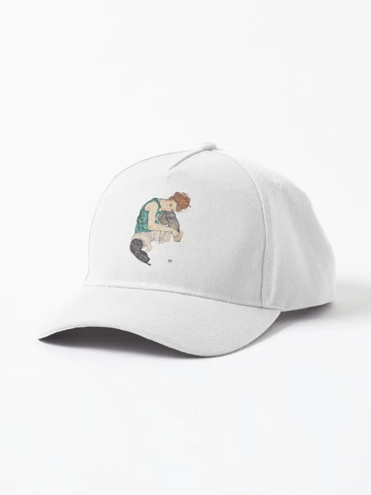 HD Seated Woman With Legs Drawn Up , By Egon Schiele - HIGH DEFINITION Cap For Unisex Adult Outdoor Casual Sun Baseball Caps