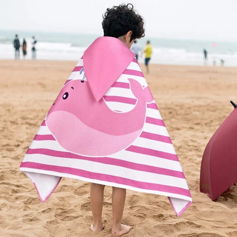 Baby Hooded Bath Towel Kids Cartoon Microfiber Soft Beach Towel Boy Girls Bathing Stuff Beach Cape Cloak Wrap Blanket Washcloth