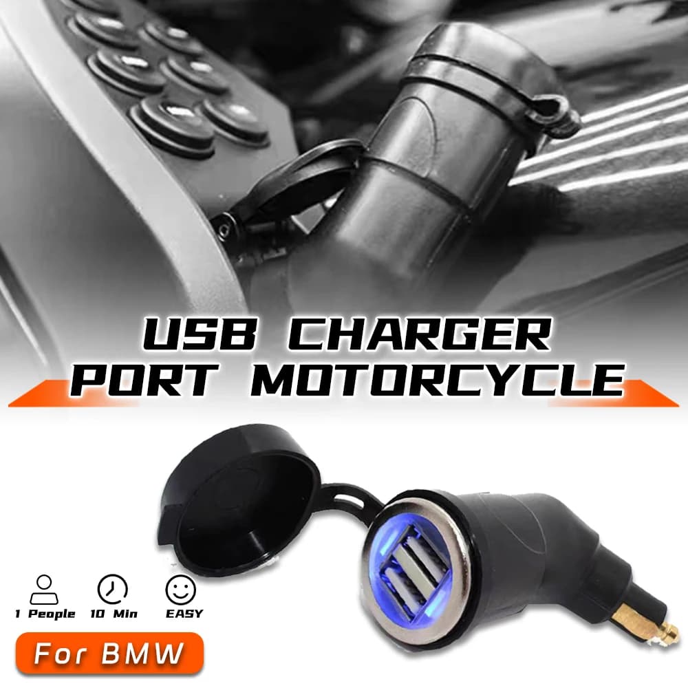 5V 3.3A Moto Charger Dual USB Power Adapter For BMW Hella Motorcycle Cigarette Lighter Adapter With Socket Plug Cover For iPhone