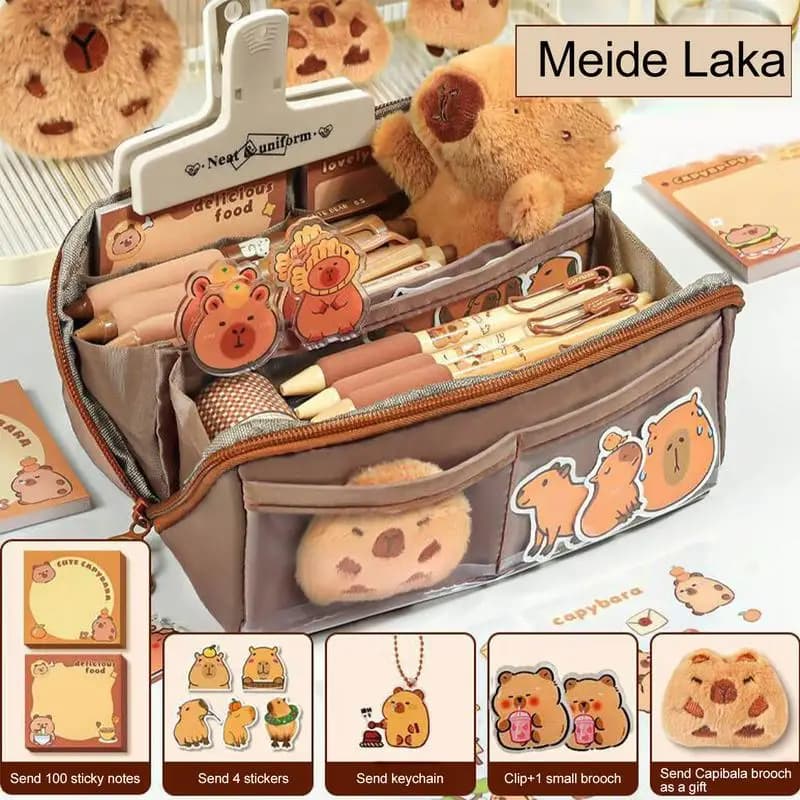 Capybara Pen Box Holder Pencil Bag For School Students With Large Capacity Multi-functional Pen Case Stationery Holder Bag