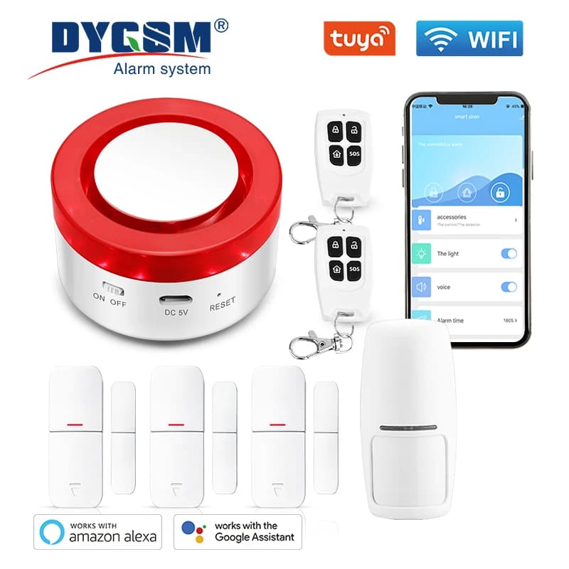 Tuya Smart WIFI Wireless Security Alarm System Alarm Kit Home Burglar Motion Door Sensor Compatible Google Home Alexa