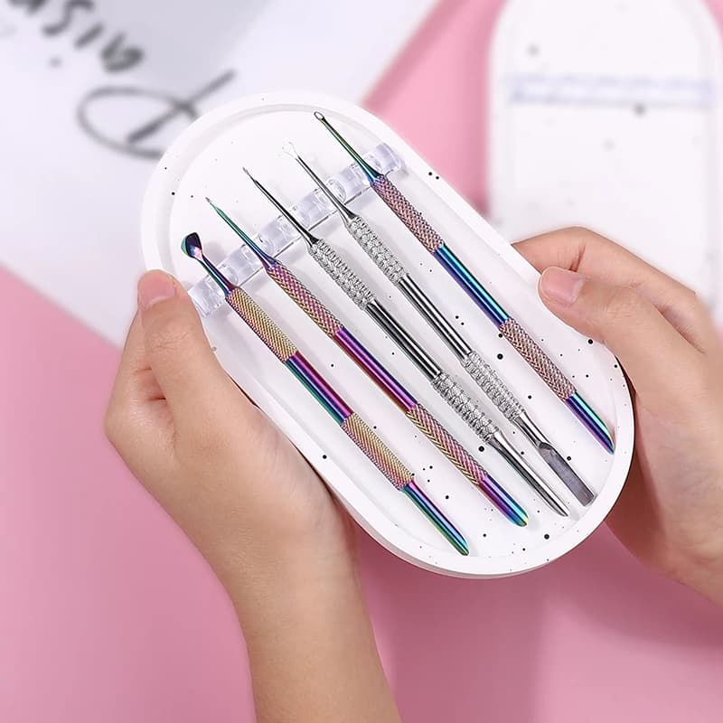 1Pcs Nail Art Palette Pen Wash Dish Tray Acrylic Liquid Watercolor Paint Container Manicure Display Tool