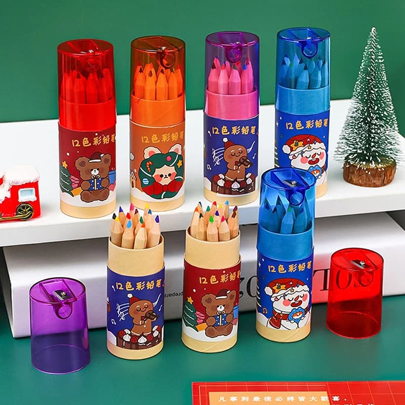 6/12Pcs Pencils Kit Christmas Wooden Pencils For Kids Children Kawaii Stationery Student Writing Pencil Office Supplies