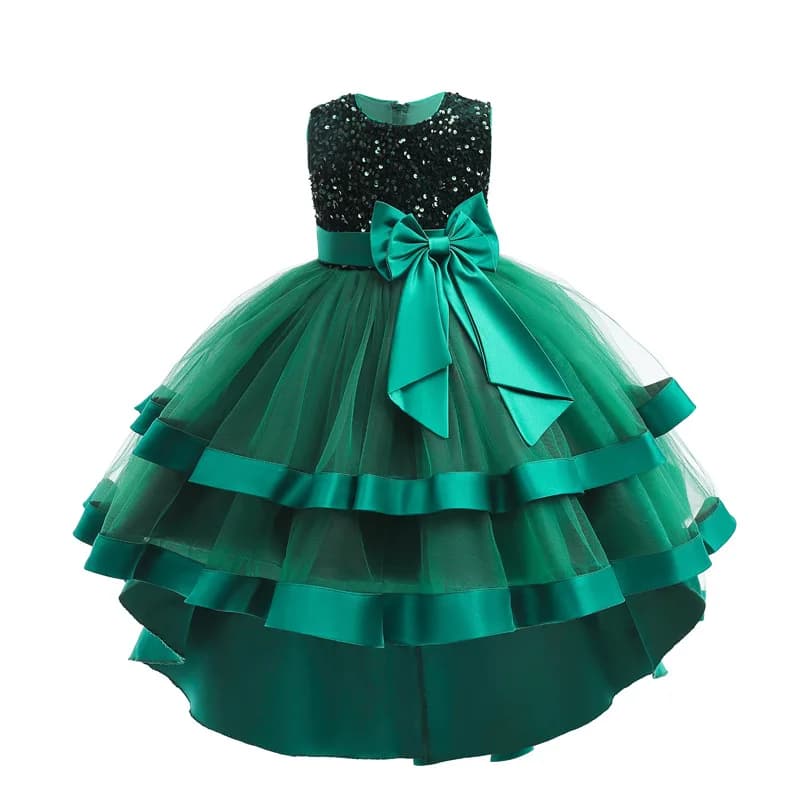 Girls' formal dress summer bow children's formal dress 2024 children's princess dress women's treasure puffy skirt