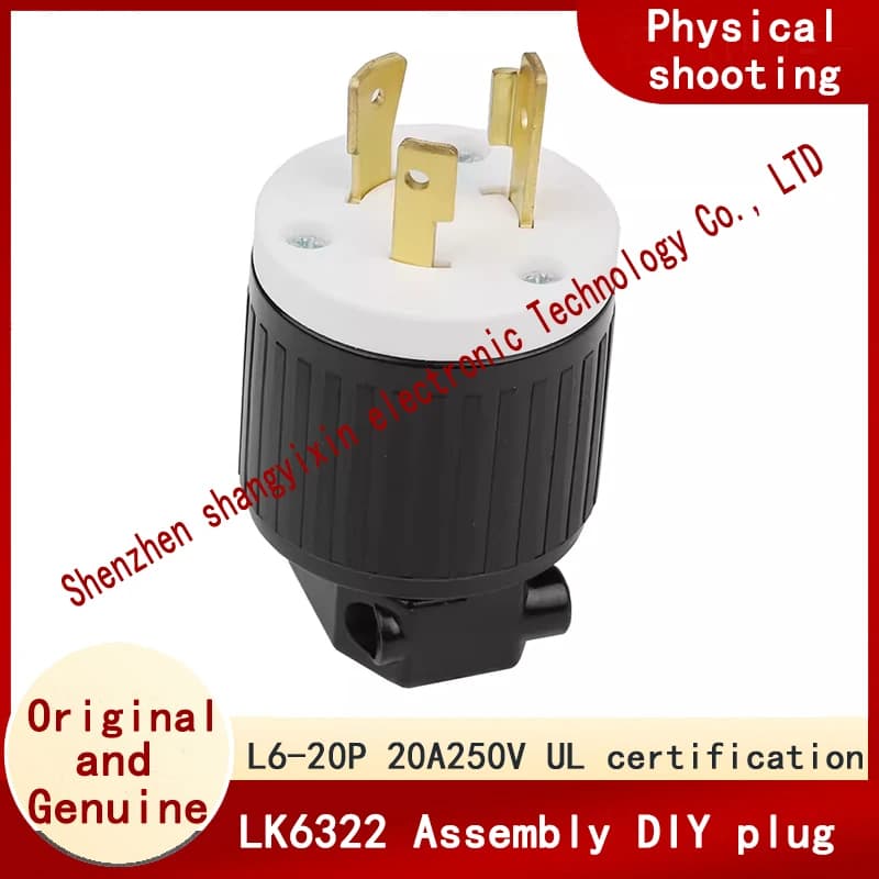 LK6322 NEMA L6-20P generator High power DIY assembly plug Heat resistant plastic 20A 250VUL certification