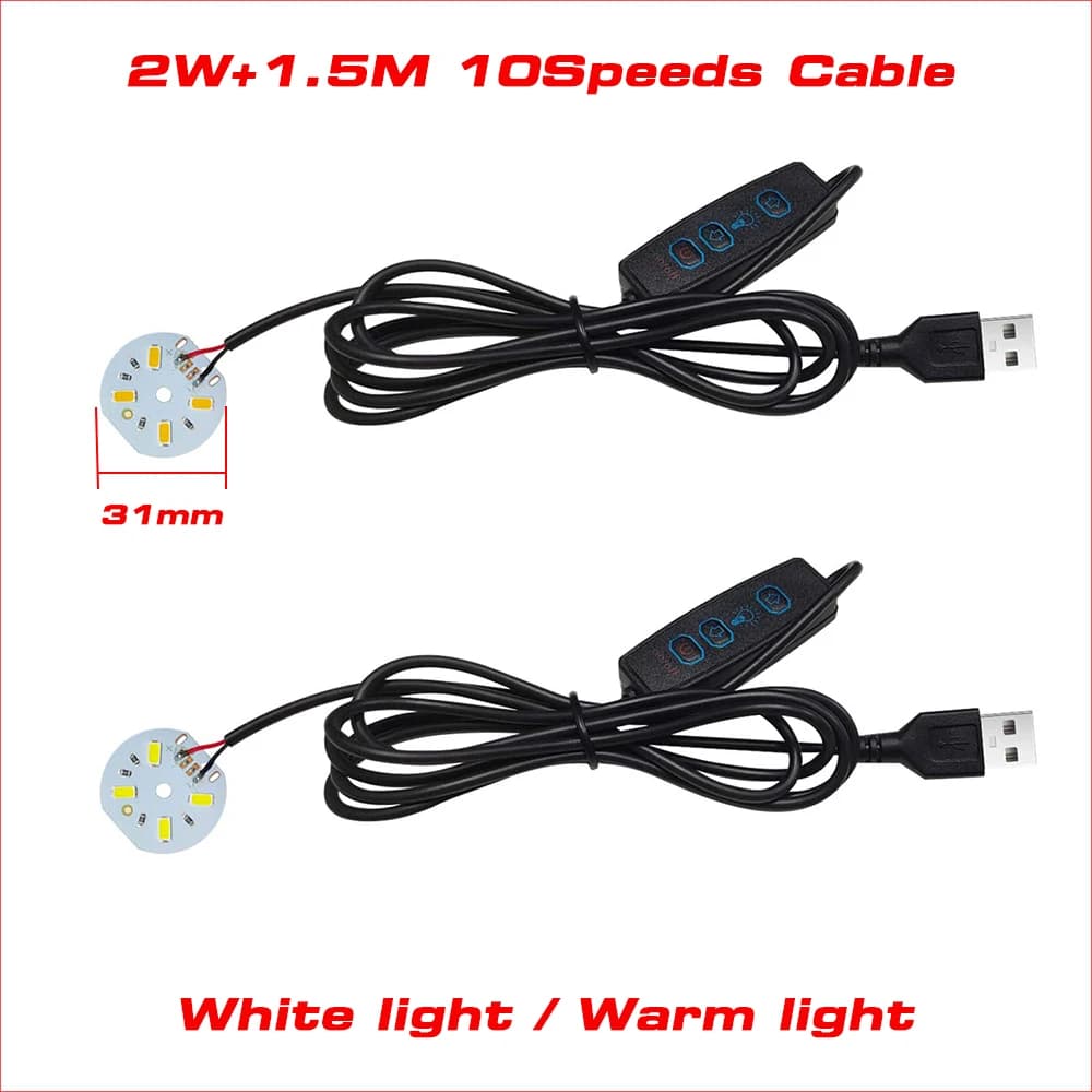 DC5V Dimmable LED Chips 5730 SMD Lamp 1W 2W 3W 4W 5W LED Beads White Light and Warm Light With 1.5M Light Cable Adjust Switch