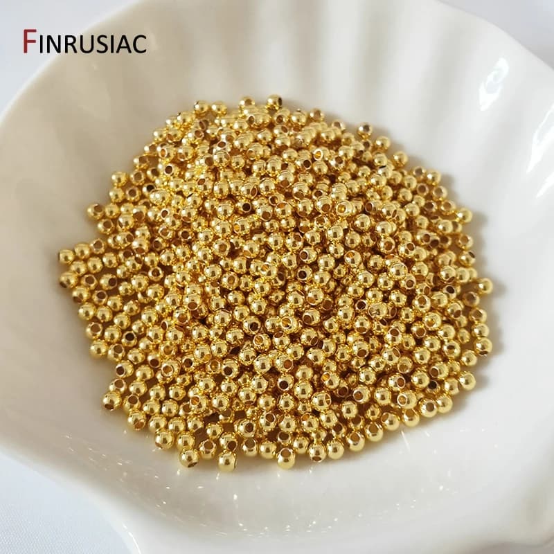 14k/18k Real Gold Plated 2-6mm Round Spacer Beads For Jewelry Making,Beads For Bracelets,Separators Beads DIY Jewelry Findings