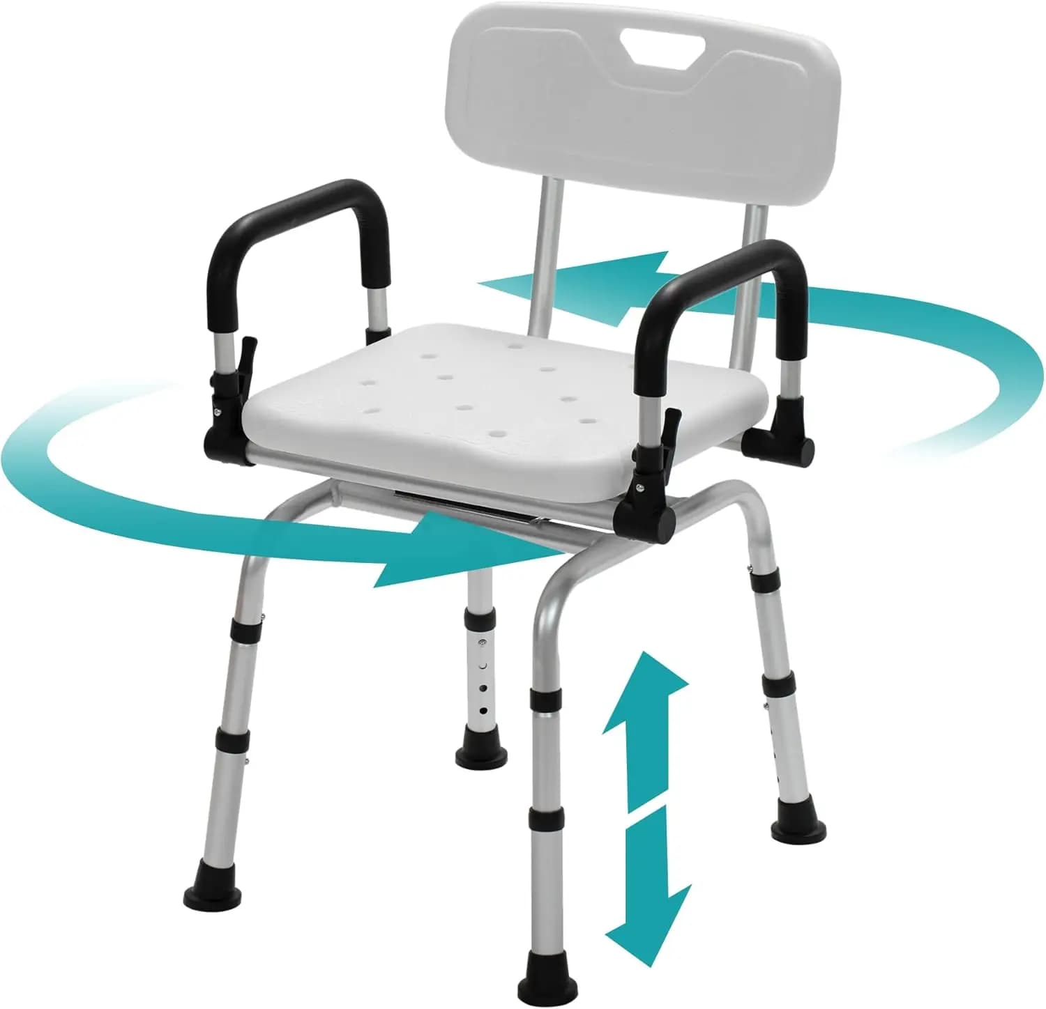 Shower Chair for Inside Shower, Adjustable Pivoting Bath Chair and Medical Grade Rotating Shower Seat with Liftab