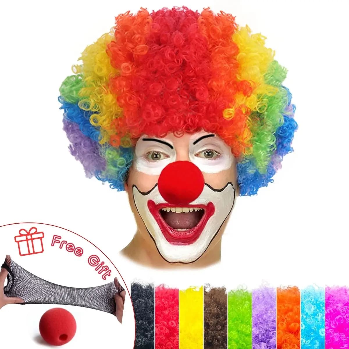 Colorful fluffy explosive head clown heat-resistant synthetic wig April Fool's Day Halloween role-playing