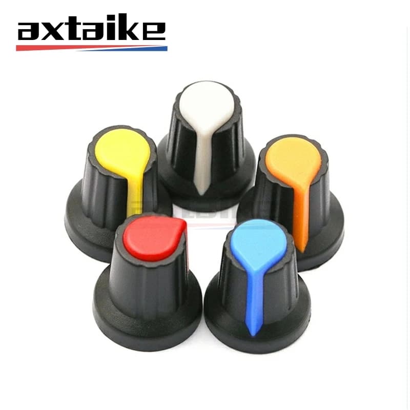 20PCS WH148 Potentiometer Knob Kit Plastic Knobs Cap 6mm Shaft Hole AG2 Yellow Orange Blue White Red Green EC11 WH138