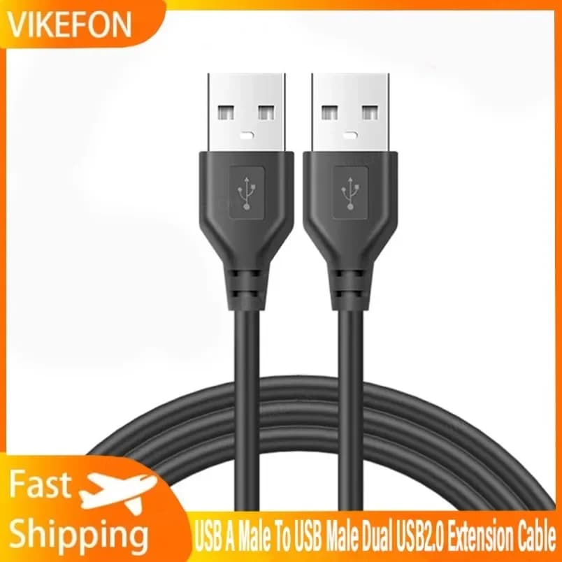 USB A Male To USB Male Dual USB2.0 Extension Cable For Radiator Hard Disk Webcom Camera USB Date Transmission Extender Cord