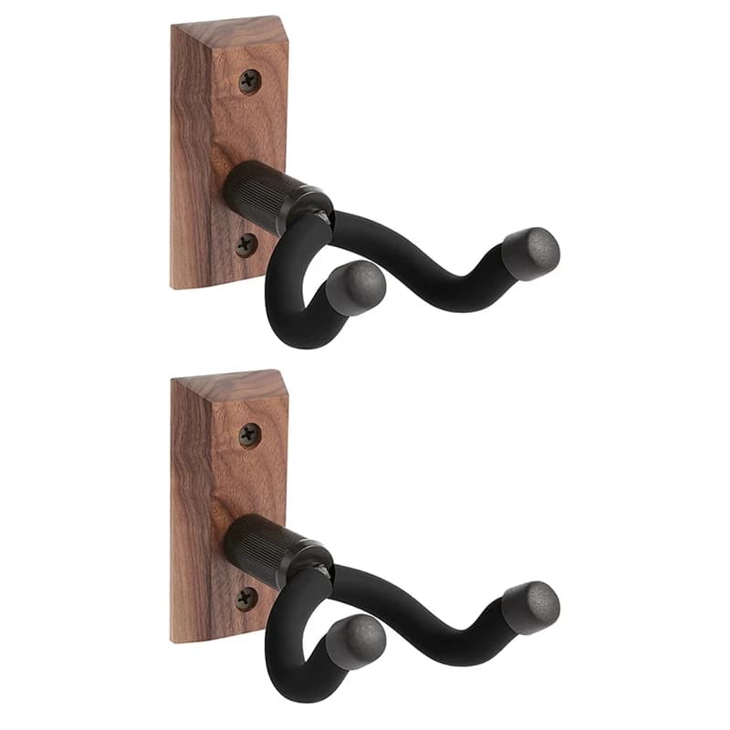 2PCS Guitar Wall Mount, Guitar Hangers Hooks Bracket Holders For Acoustic And Electric Guitars Bass Banjo Black Easy Install