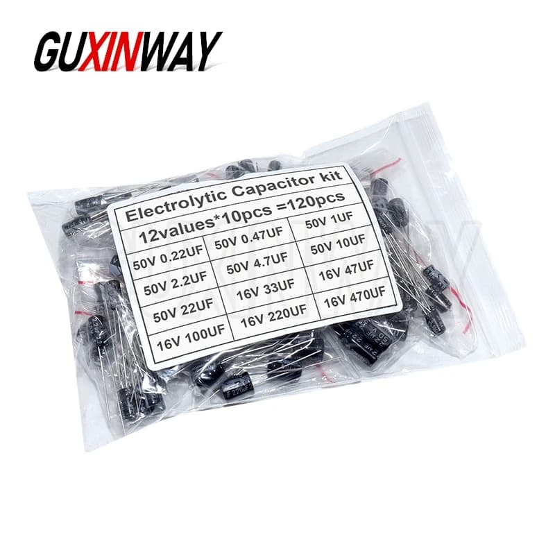 120pcs 1set 12 values 0.22UF-470UF 16V 50V Aluminum electrolytic capacitor assortment kit set pack