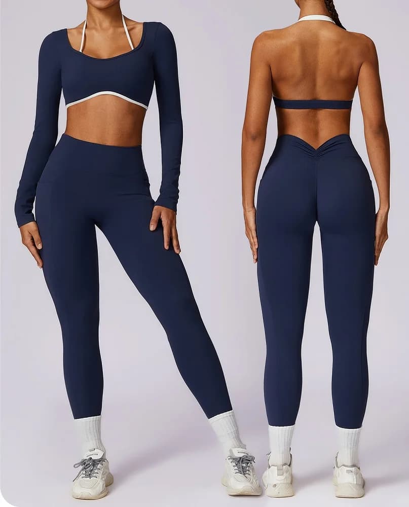 2024 Women's New Spring Contrast Color Beauty Back With Leisure Tight Sports Fitness Dance Performance Yoga Suit