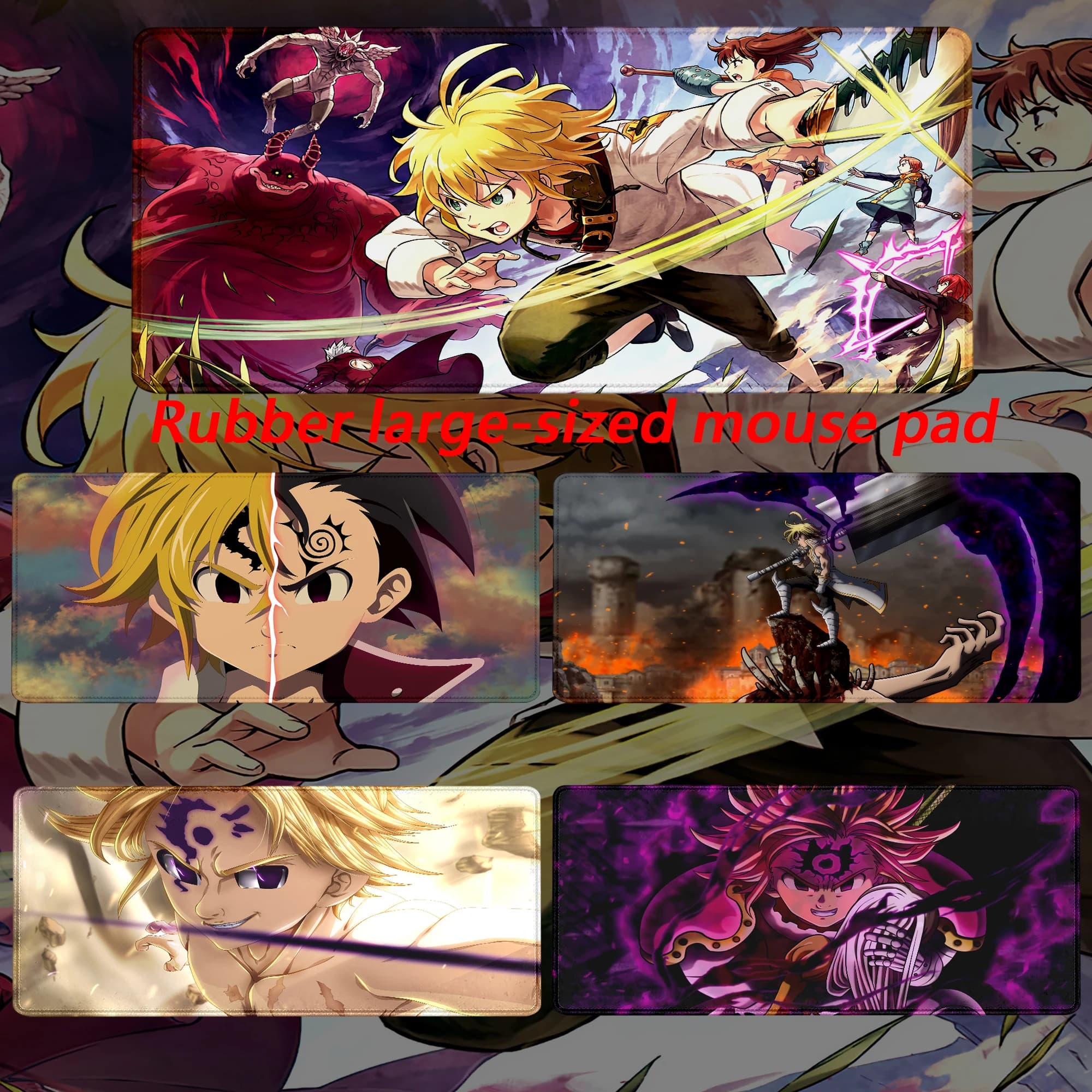 Hot selling item The Seven Deadly Sins Computer Game Mouse Pad Xxl  Dragon Desk Large Mat Bottom Non-Slip Rubber Stitched Edges