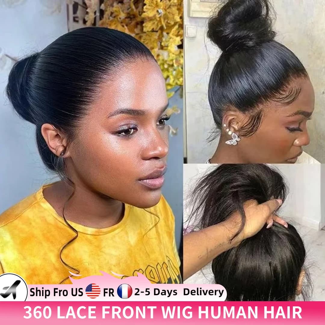 HD 360 Full Lace Wig Human Hair Pre plucked HD Lace Wig 13x6 Human Hair Wigs 30 inch Bone Straight Lace Frontal Wig For Women