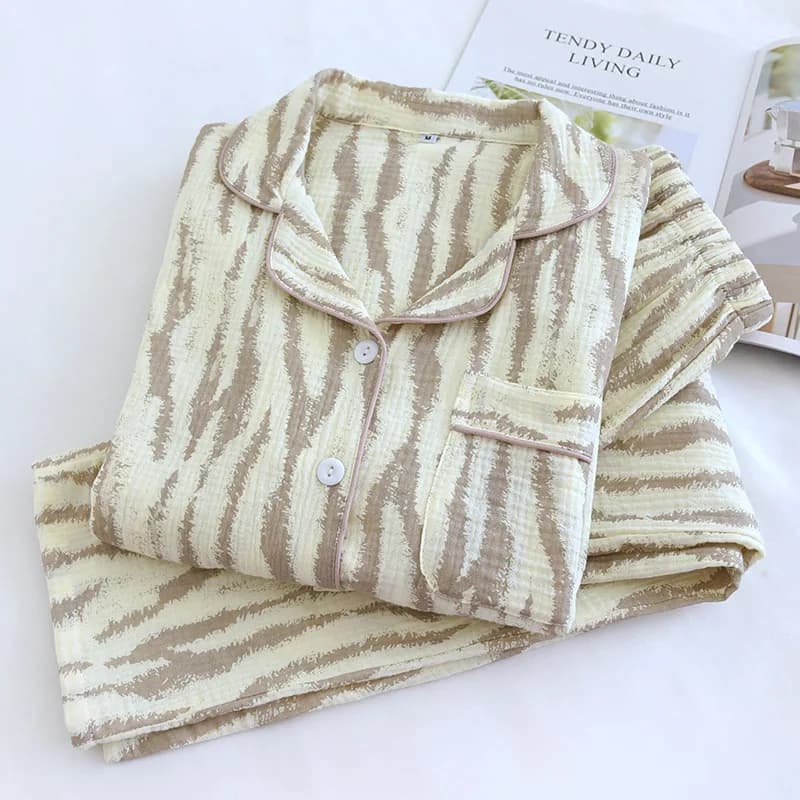 Women's Sleepwear, Pure Cotton Gauze, Spring And Autumn New Style Long Sleeved Pants, Winter Plus Size Home Suit Set Female