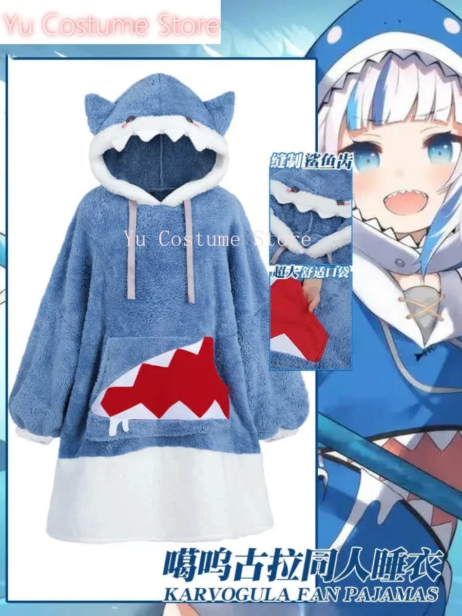 YuCostumeHololive Gawr Gura Shark Pajamas Women Cosplay Costume Cos Game Anime Party Uniform Hallowen Play Role Clothes Clothing