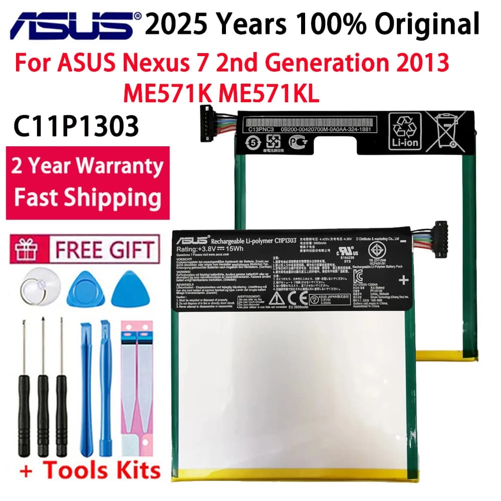 100% Original 3950mAh C11P1303 Replacement Battery For Asus Google Nexus 7" 7 II 2 2nd Gen 2013 ME571 ME57K ME57KL K009 K008