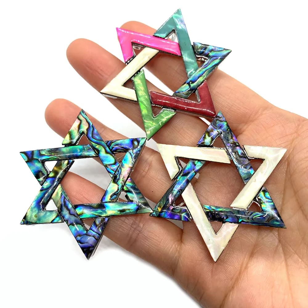 Natural Shell Star Brooch Necklace Pendant Abalone  Mother Of Pearl DIY Making Hexagonal  Scarf Buckle Jewelry