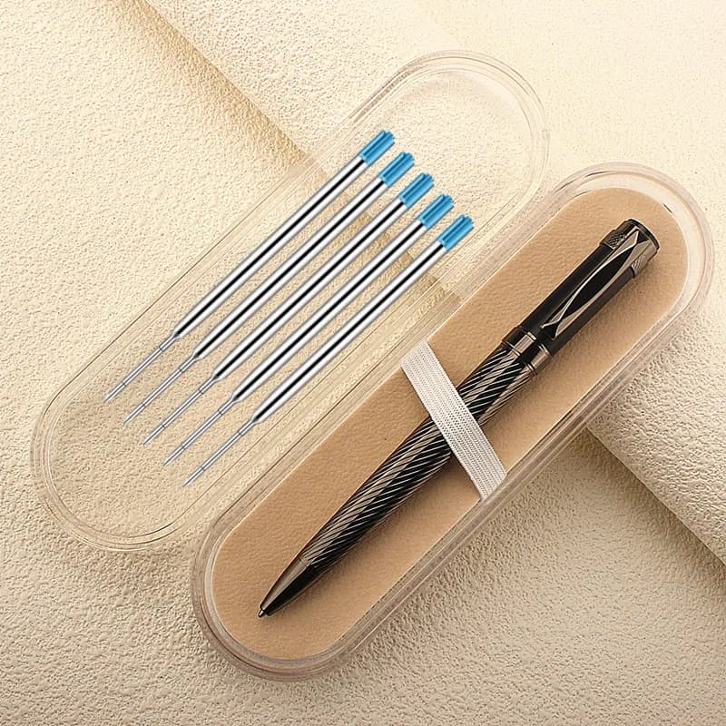 Metal Gel Pen Stainless Steel Material Rotate Pens Ink Colors Blue Writing 0.7mm for School Office Stationery Ball Point Pen