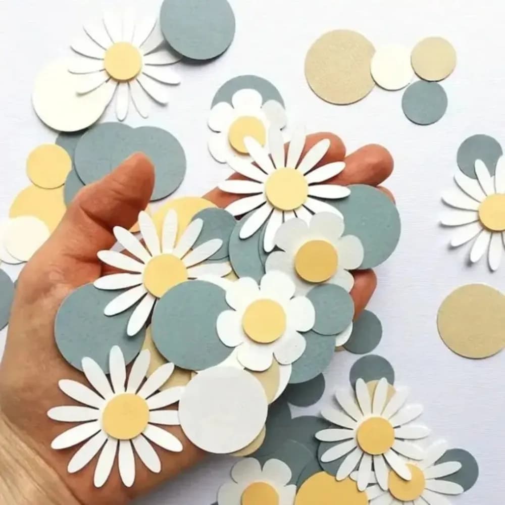 1Bag Sweet Round Daisy Flower Paper Confetti Wedding Flower Table Scatter Baby Shower Birthday Party Gift Box Decorations Supply