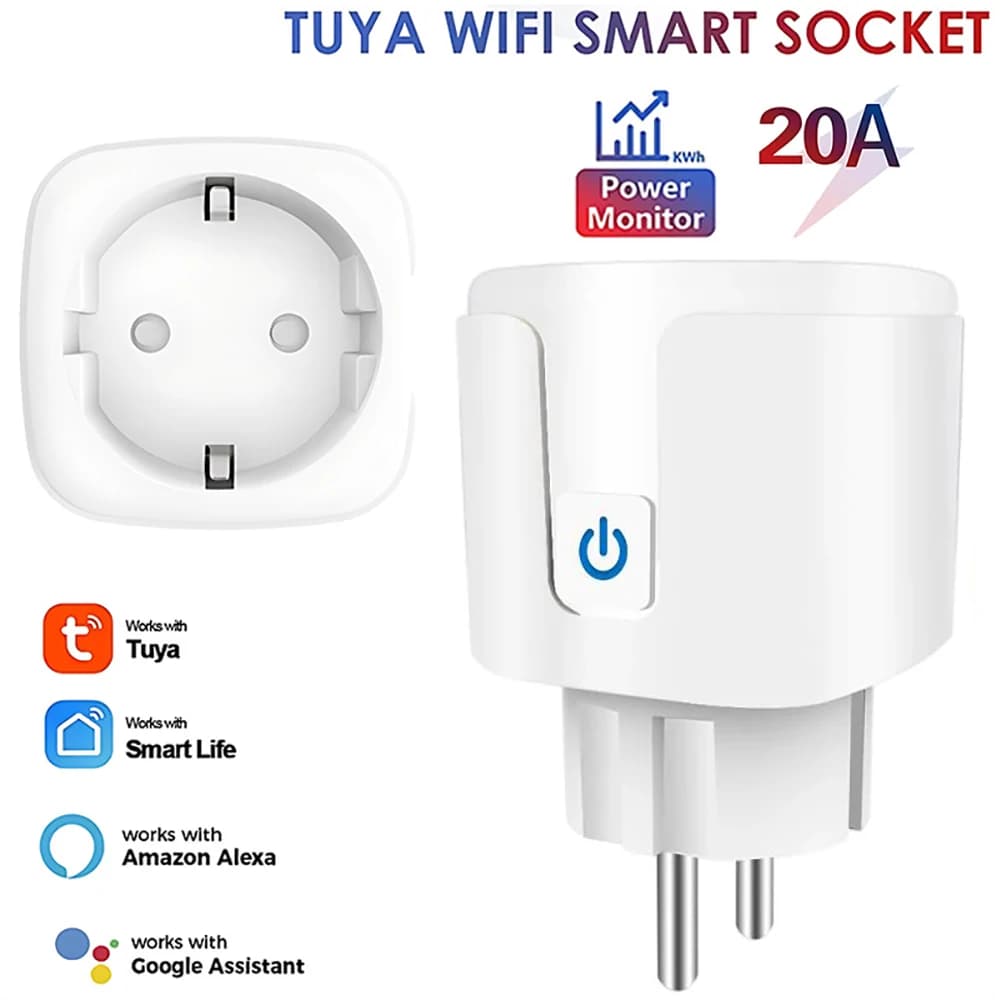 Smart Socket EU 16/20A Wifi Smart Plug With Power Monitoring Smart Home Voice Control Support Google Assistant Alexa Alice