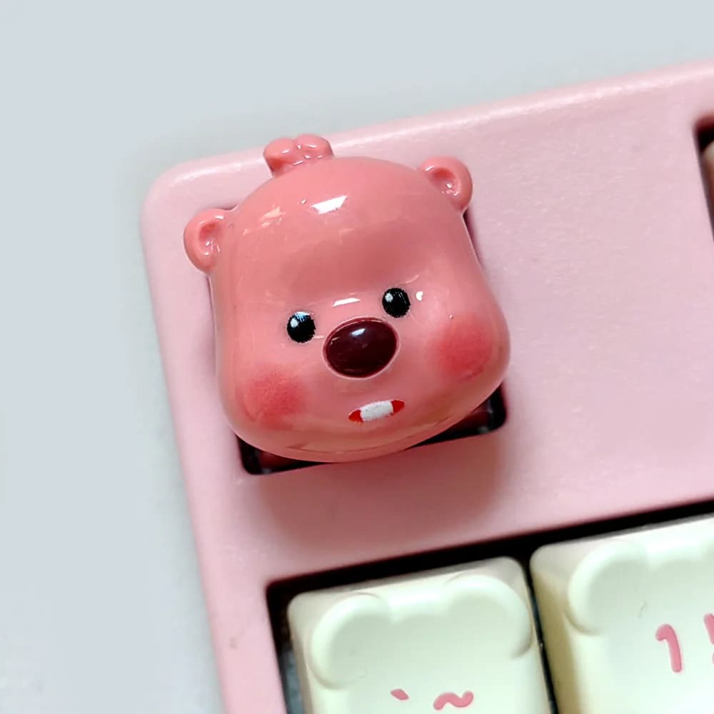 Cute 3D Cartoon Beaver Ruby Personalized Keycap for Mechanical Keyboard Pink ESC Decorative Keycap Loopy Keycap