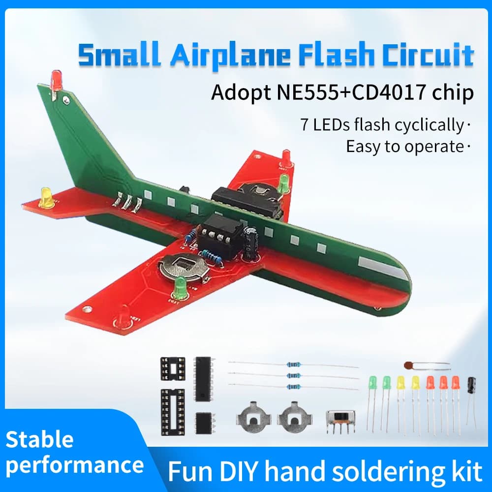 Electronic Small Airplane Flash Circuit Led Flow Light Circuit Making Kit Diy Welding Practice Part