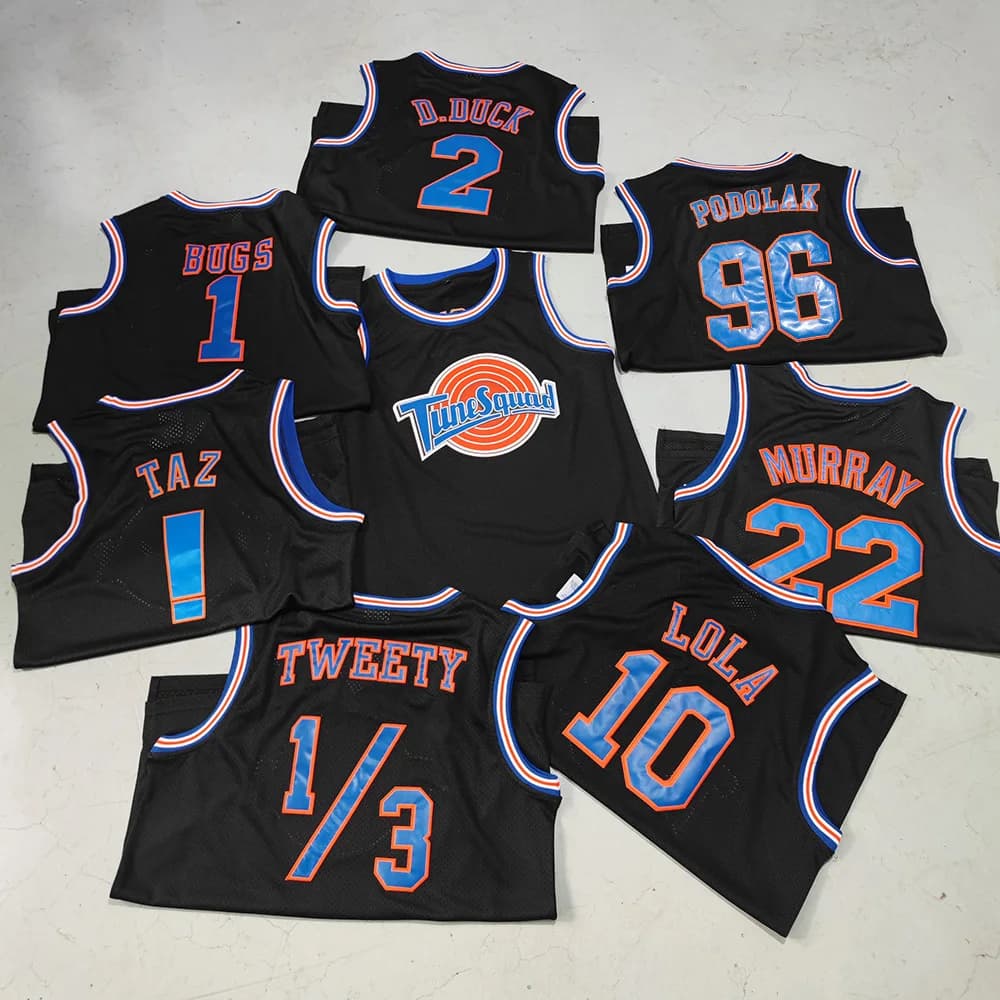 Trillest Space Jam Bugs 1 Lola 10 Podolak 96 TAZ D.Duck 2 Black Tune Squad Basketball Jersey Men For Halloween Party Clothing