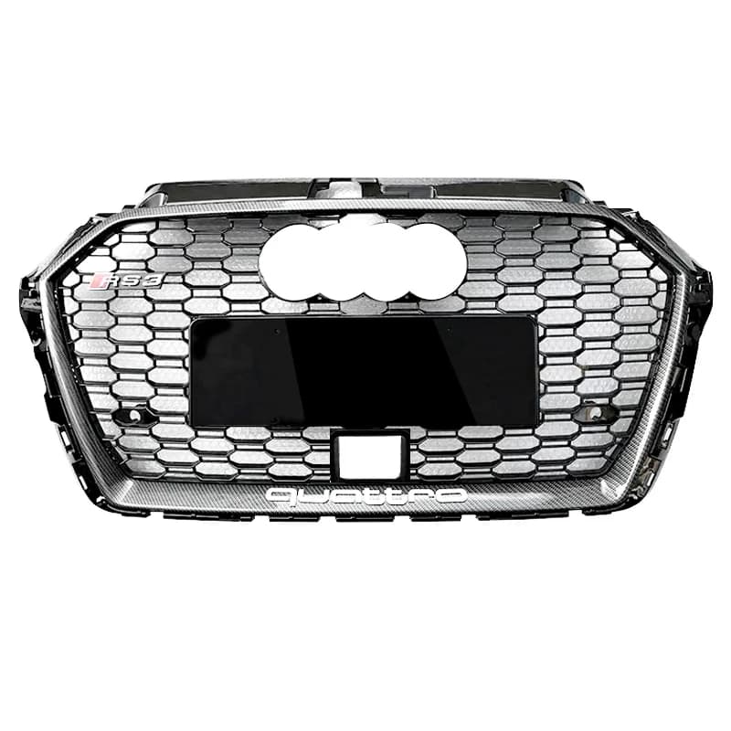RS3 Carbon Fiber Honeycomb Mesh Grille For Audi A3 8V.5 2017 2018 2019 Facelift Audis  Front  With ACC