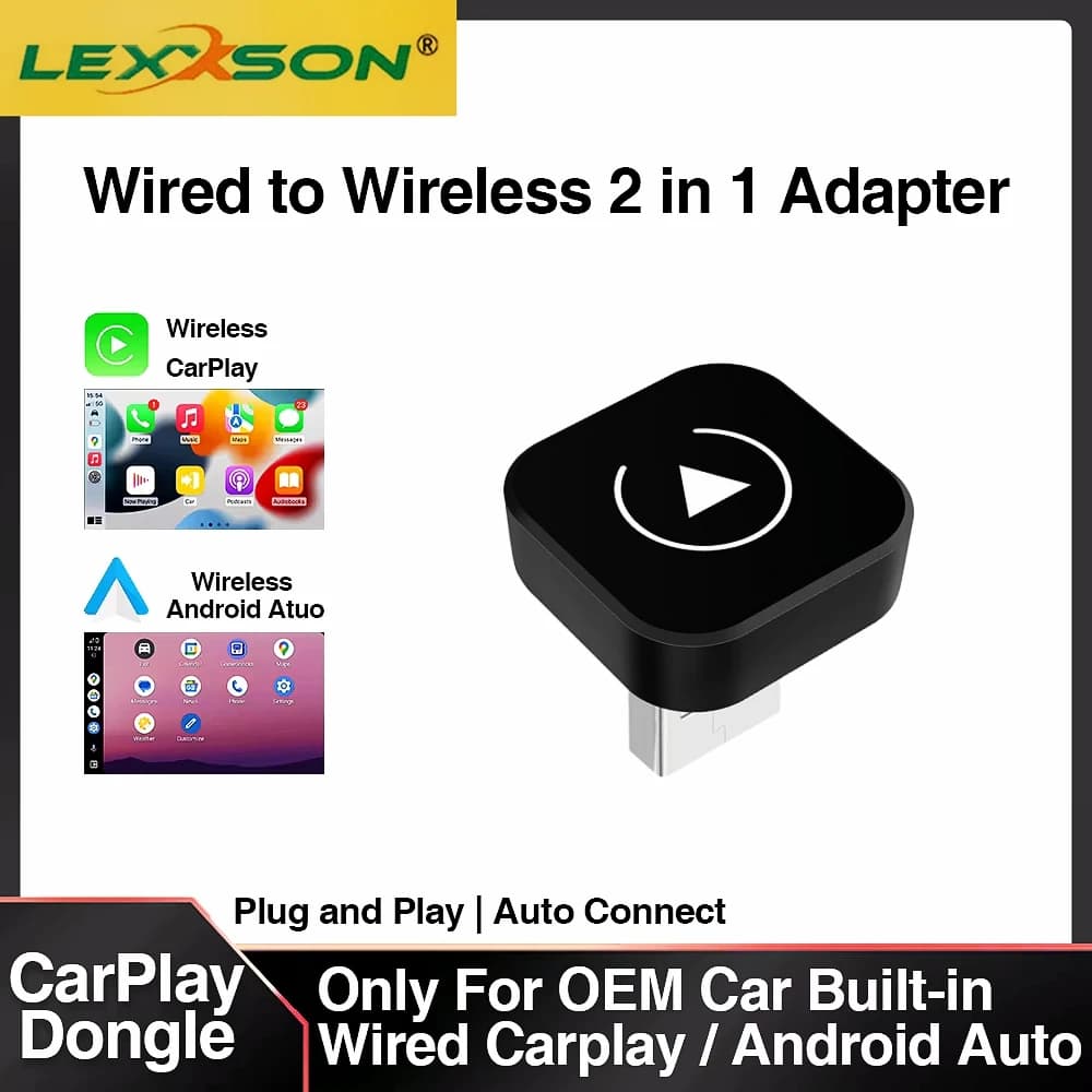 2in1 Wireless CarPlay Dongle Wireless Android Auto Adapter AI Smart Box Car Intelligent Systems For Car With Wired CarPlay