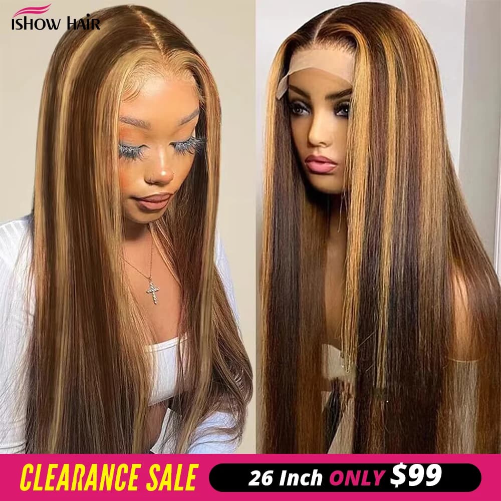 Clearance Sale 4 27 Highlight Wig Human Hair 13x4 Straight Lace Front Human Hair Wigs For Women Ombre Colored Human Hair Wigs