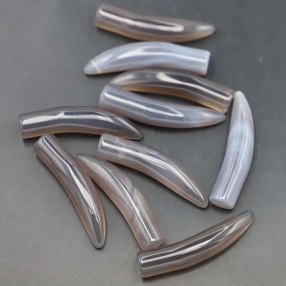 Ox Horn Natural Stone Pendants Charm Grey Agate for Making Jewelry Accessories Fashion Good Quality Necklace 10pcs Free Shipping