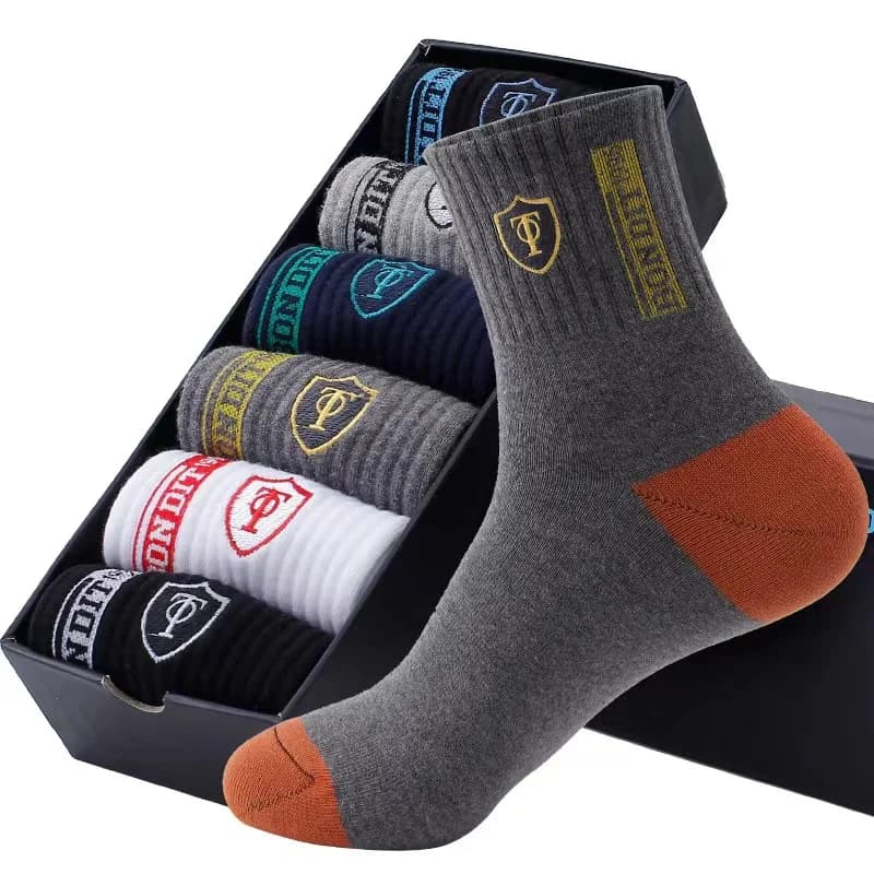 Men's Sports Socks 5 Pairs - Breathable, Sweat-Wicking, Lightweight for Basketball, Running - Summer and Winter Leisure Use, Autumn and Winter Performance Gear