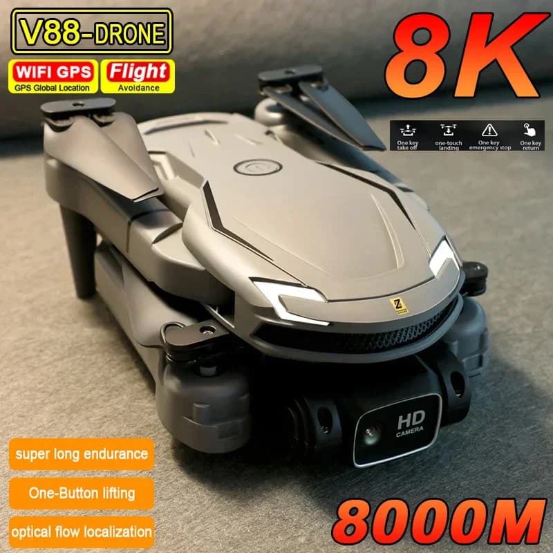 V88 Drone 8K Professional HD Camera Height Maintaining 4 Sides Obstacle Avoidance RC Quadcopter for Adult Child Toys