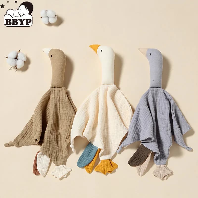 Baby Cotton Muslin Comforter Blanket Soft Newborn Sleeping Dolls Cute Swan Kids Sleep Toy Soothe Appease Towel Bibs Saliva Towel
