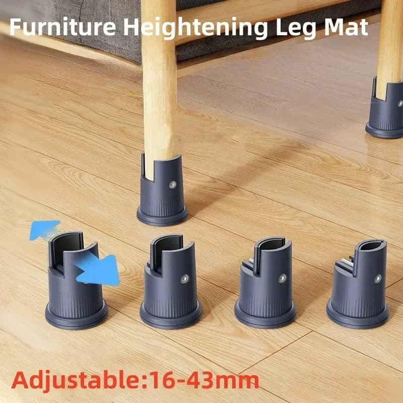 4PCS Adjustable Furniture Leg Pads Heavy Duty Square Round with Screw Clamp Sofa Table Chair Fixed Non-Slip Heightening Leg Mat