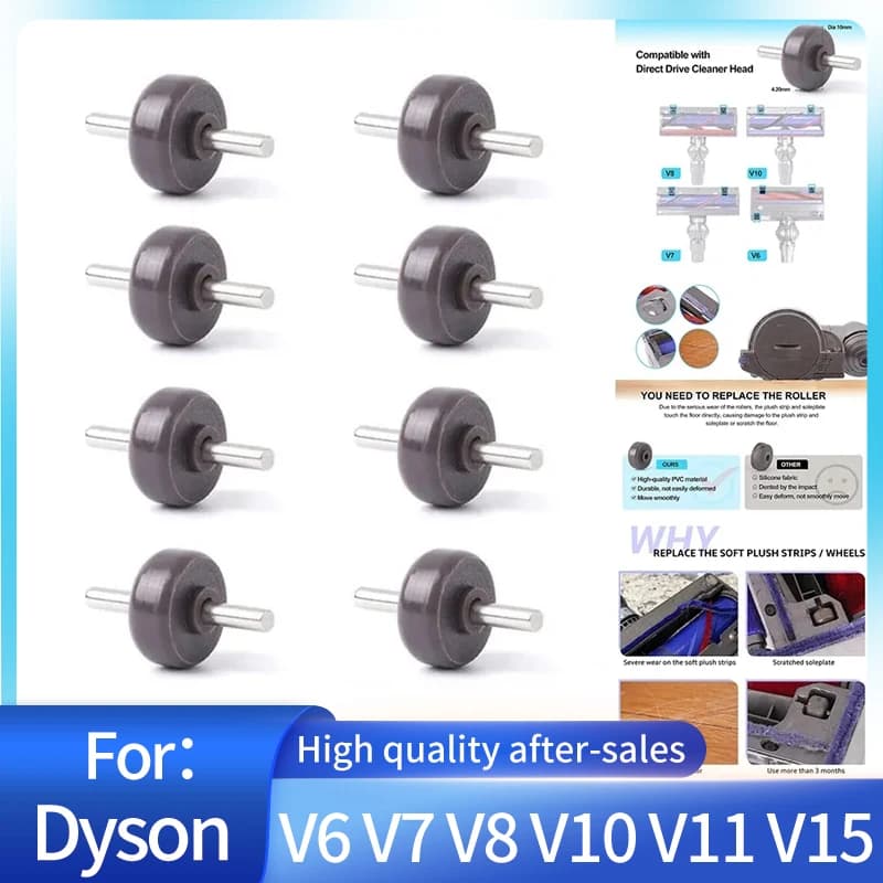 Widened Rollers and Axles Wheels Direct Drive Head for Dyson V6 V7 V8 V10 V11 V15 DC58 DC62 DC Series Vacuum Cleaner Wheels Part