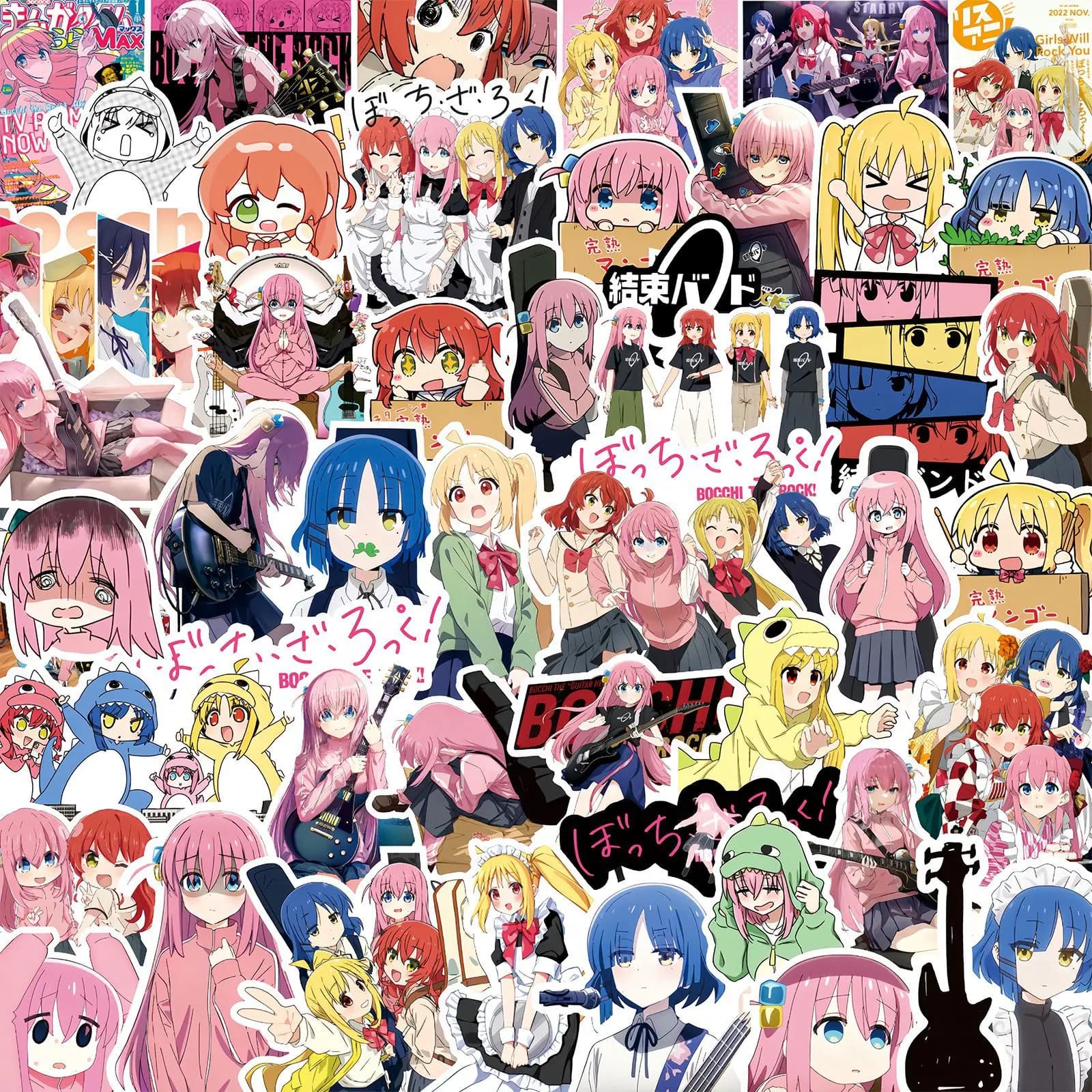 75Pcs Anime BOCCHI THE ROCK! Stickers Toy for Kids Toy DIY Motorcycle Helmet Phone Skateboard Cartoon Decal Sticker Toys